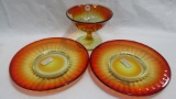 Imperial Iron Cross amberina sherbert and 2 plates