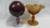 Cameo compote and purple Ivy ball