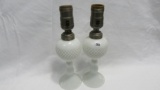 Pair mini hobnail dresser lamps
