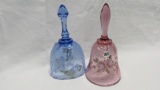 2 Fenton decorated bells as shown