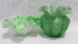 2 Fenton bowl and rosebowl, melon ribbed