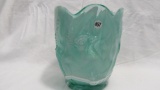 Fenton seafoam slag Goldfish vase