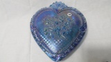 Fenton blue carnival strawberry heart box