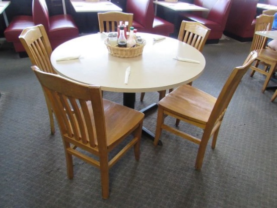 round 6 place pedestal wood dining table