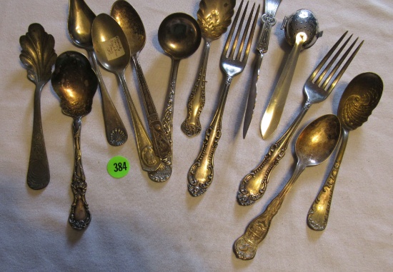 Group of 13 - silver spoons, butter knives & forks