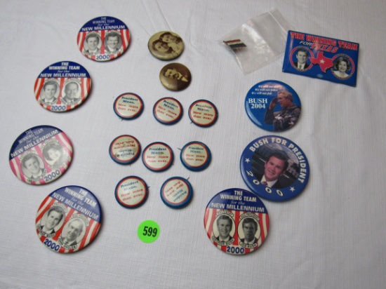 Collection of political pins - 18 pcs - Nixon & George W Bush