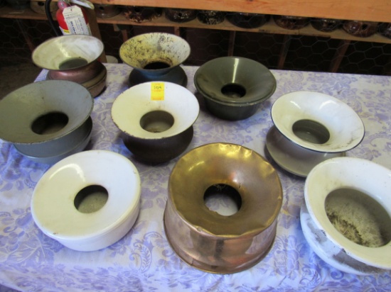 vintage spittoons cuspidors (5) cast iron (1) brass (4) porcelainware