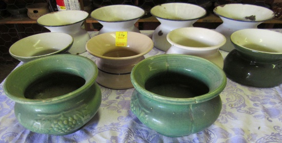 vintage spittoons (4)porcelainware, (6) ceramic pottery