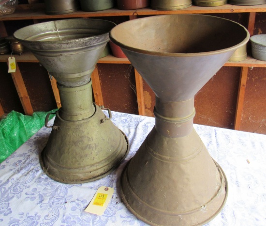 vintage large brass spittoons 15" high x diameter.  These large sizes were common in post offices an