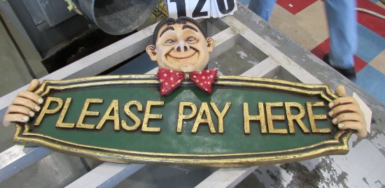 decorative Pay Here sign