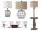 new 4 light wall sconce, (2) table lamps, (1) floor lamp in original packaging