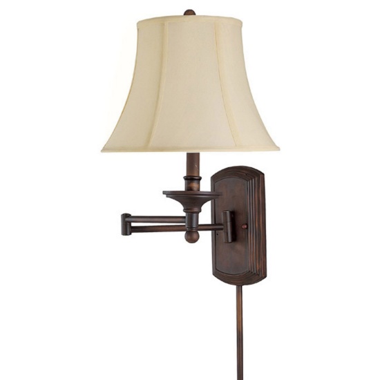 Capital Lighting  Swing-Arm Wall Lamp, Burnished Bronze Finish with Ivory Fabric Shade