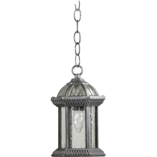 Quorum #7814-72 Stelton - 1-Light Small Hanging Lantern, Rustic Silver Finish with Clear Glass