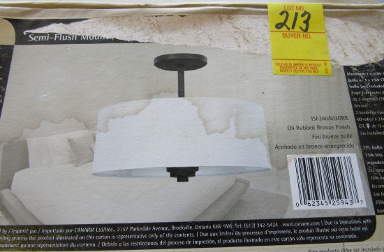 Semi flush mount 2 bulb shaded bedroom ceiling fixture in orig packaging
