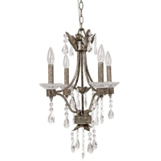 4600AS-000 Petite 17" 4 Light Mini Chandelier In Antique Silver Capital Lighting