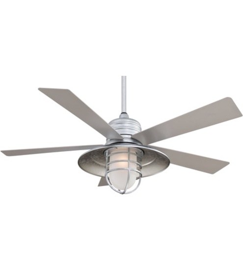 Minka Aire Rainman 54" indoor outdoor ceiling fan galvanized body with slilver blades F582-GL etched