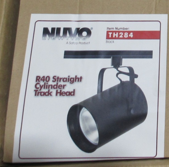 Case of 12-NUVO R40 Straight Cylinder Track Head Lighting #TH284, Black Finish