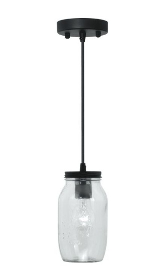 Vaxcel Pendant Light #PO188, Clear Glass, Oil Rubbed Bronze Finish 4 1/2"W x 9"H, 1-60W bulb not inc