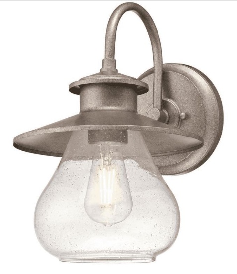 Westinghouse Delmont 1-light outdoor wall fixture #63612 Finish: Weathered Steel with Clear Seeded G