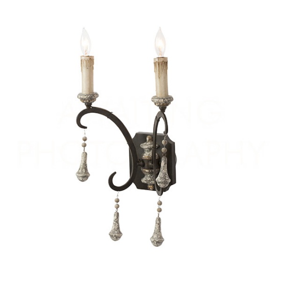 Aiden Gray Crepon Sconce-Two Arm Version #WL294 Double