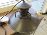 shaded brown nautical style hanging single light fixture designed to hang by the electric cord (disp