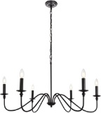 Living District  LD5006D36MB Rohan Collection Chandelier D36 H19 Lt:6 Matte Black Finish