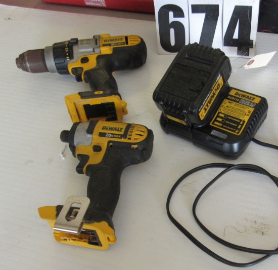 DeWalt 20v Cordless Drill, Impact Driver, Battery and Battery Charger