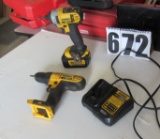 DeWalt 20v Cordless Drill, Impact Driver, Battery and Battery Charger