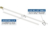 New Heavy Duty 5' 2pc. White aluminum spinning flag pole #CSP5(WH)Pole for 2.5x4 or 4'x5' flags