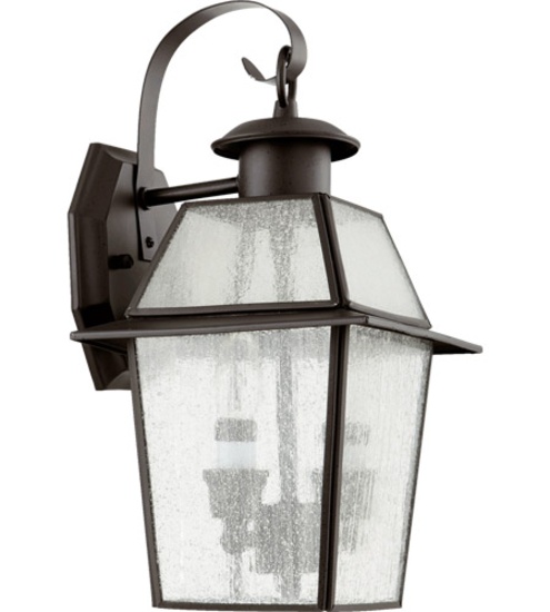 Quorum 729-2-136 bronze Duval 2 light clear seeded glass lantern uses 60w bulbs factory packaging