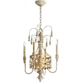 Quorum Leduc 4 light chandelier Florentine Gold finish uses candelabra style bulbs packaging rough b