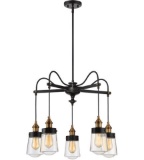 Savoy House chandelier vintage black with warm brass finish 1-2060-5-51