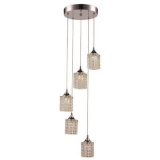 Trans Globe multi pendant 5 light fixture includes  (5) 5w LED bulbs chrome finish 12' dia x 78