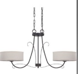 Jeremiah Ridgelea Lighting - 2 Light Island Pendant in Textured Black and Fabric Shade - Craftmade