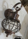 Designors Fountain outdoor wall sconce rusty brown finish seeded glass lense packaging rough product