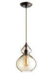 Quorum Lighting Amber Filament Pendant Light #8002-386, oiled bronze, uses 1-60W medium bulb-not inc