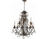 Quorum Rio Salado 9-light chandelier #6157-9-44 Finish: Toasted Sienna with Mystic Silver