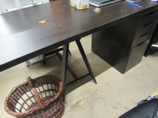60 inch desk with sawhorse leg and filing cabinet