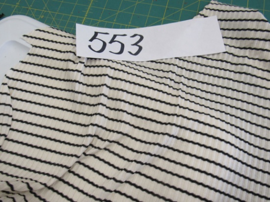 white and black stripe fabric selling by the linear yard