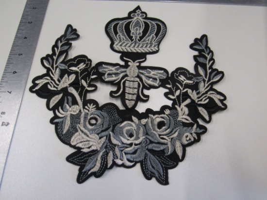 Silver embroidered crown emblem 9"
