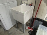 plastic laundry utility deep sink with mixing valve