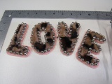 LOVE pink and silver ball fuzzy letters 3.5