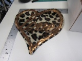 8 inch sequin leopard heart with love patch