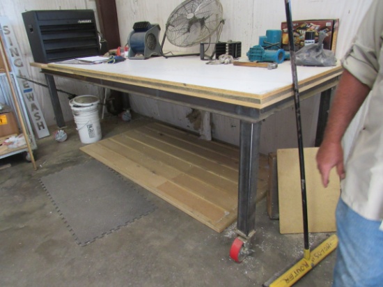 12x4 layout table on heavy duty casters