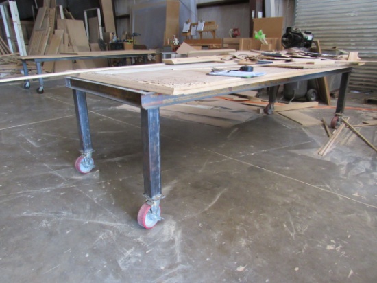 4x12 steel table on casters