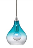 Jamie Young Company small curved pendant light #105442, gradient aqua