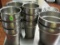 mixed lot of 11 stainless steel round buckets