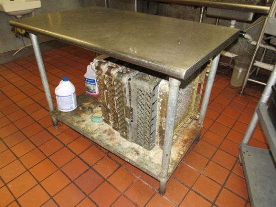 stainless steel 48" x 30" table top with galvanized under shelf