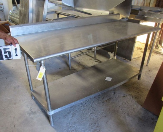 stainless steel  with stainless  under shelf 72" long x 30" wide x 38" high