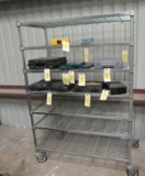 chrome shelf unit on casters  48